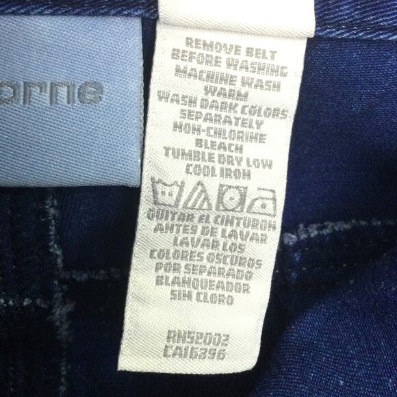 Liz Claiborne 90s Blue Medium Wash Flap Pocket Belted Denim Knee Length Skirt 14 - Picture 6 of 9